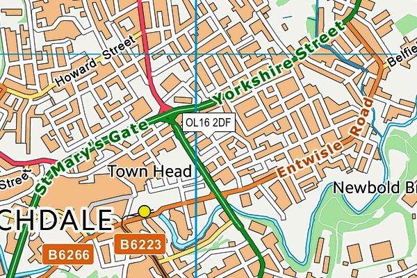 OL16 2DF map - OS VectorMap District (Ordnance Survey)