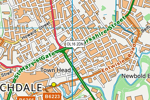 OL16 2DN map - OS VectorMap District (Ordnance Survey)