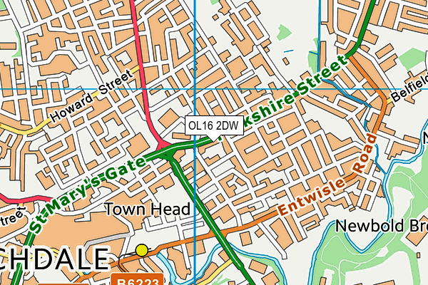 OL16 2DW map - OS VectorMap District (Ordnance Survey)
