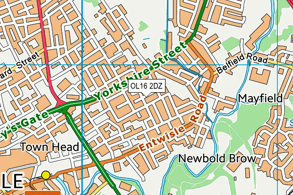 OL16 2DZ map - OS VectorMap District (Ordnance Survey)