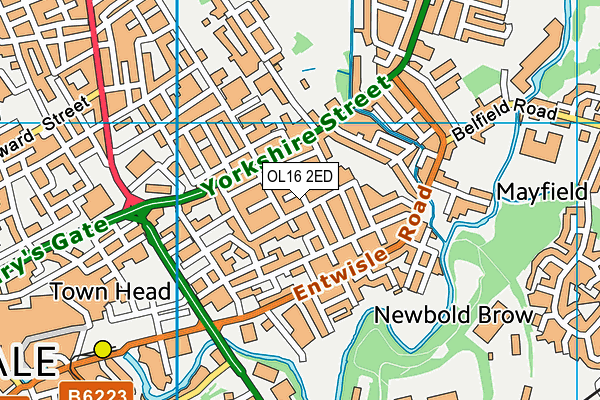 OL16 2ED map - OS VectorMap District (Ordnance Survey)