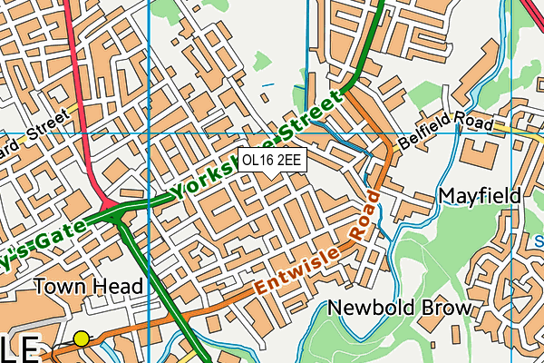 OL16 2EE map - OS VectorMap District (Ordnance Survey)