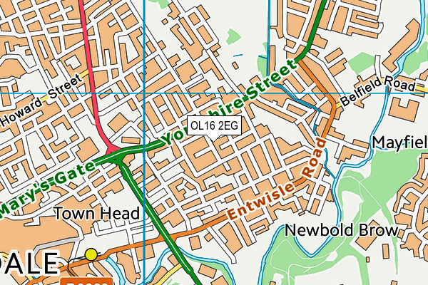 OL16 2EG map - OS VectorMap District (Ordnance Survey)