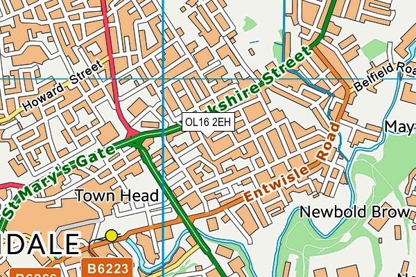 OL16 2EH map - OS VectorMap District (Ordnance Survey)