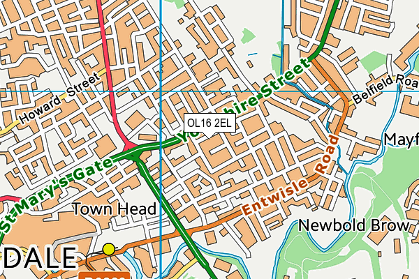 OL16 2EL map - OS VectorMap District (Ordnance Survey)