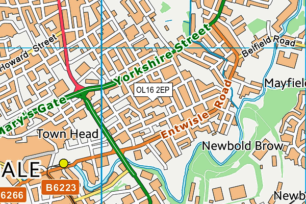 OL16 2EP map - OS VectorMap District (Ordnance Survey)