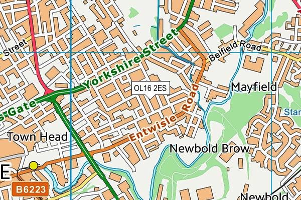 OL16 2ES map - OS VectorMap District (Ordnance Survey)