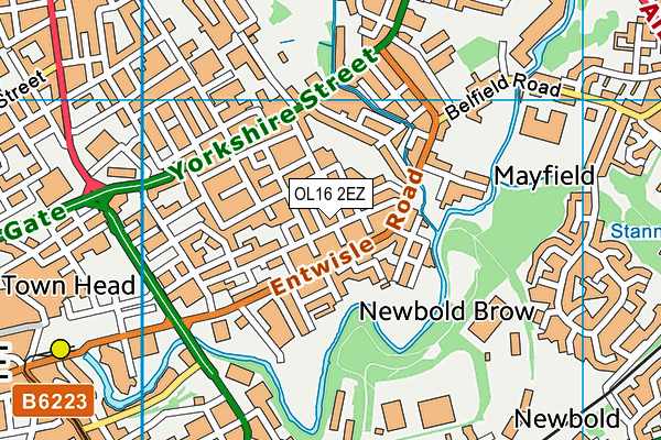 OL16 2EZ map - OS VectorMap District (Ordnance Survey)