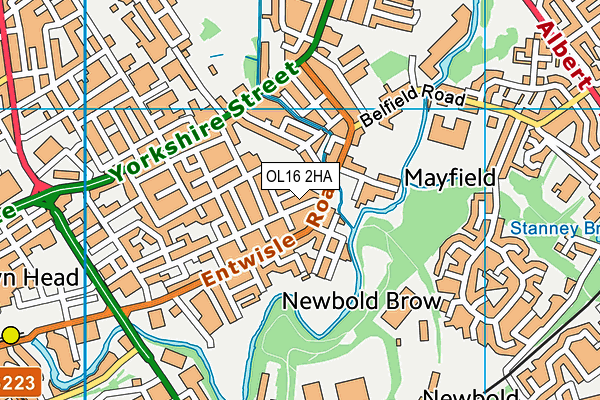 OL16 2HA map - OS VectorMap District (Ordnance Survey)