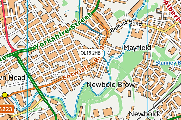 OL16 2HB map - OS VectorMap District (Ordnance Survey)