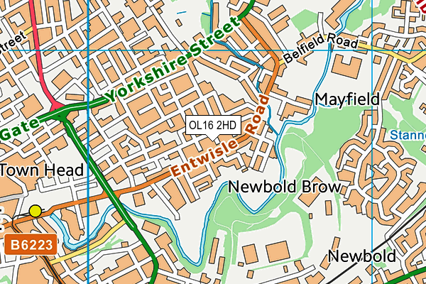 OL16 2HD map - OS VectorMap District (Ordnance Survey)