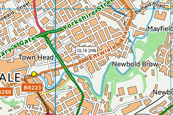 OL16 2HN map - OS VectorMap District (Ordnance Survey)