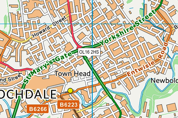 OL16 2HS map - OS VectorMap District (Ordnance Survey)