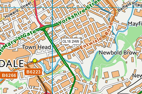 OL16 2HW map - OS VectorMap District (Ordnance Survey)