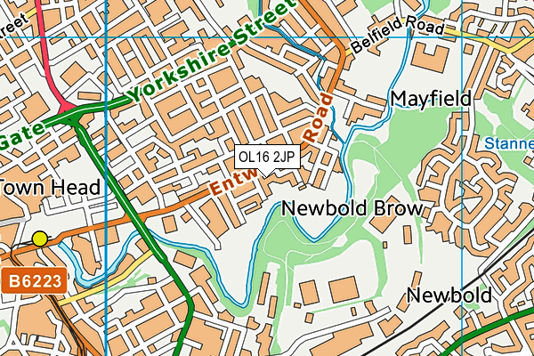 OL16 2JP map - OS VectorMap District (Ordnance Survey)