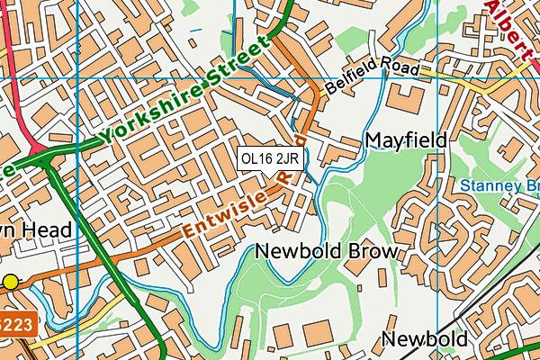 OL16 2JR map - OS VectorMap District (Ordnance Survey)