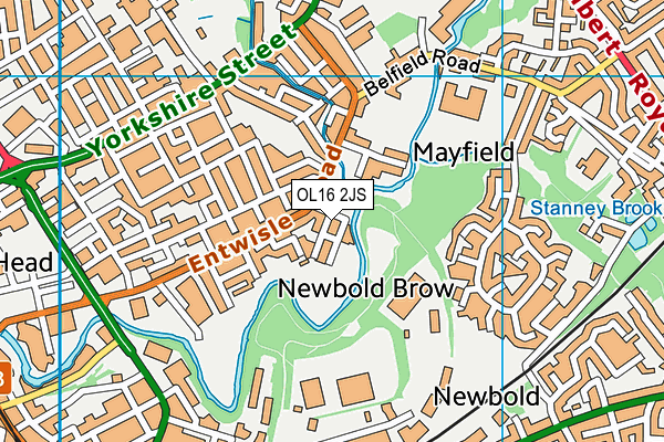 OL16 2JS map - OS VectorMap District (Ordnance Survey)