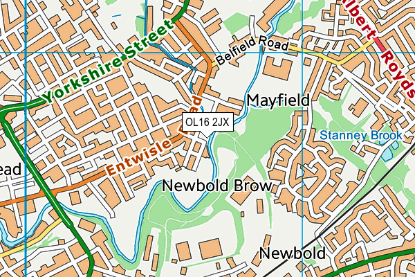 OL16 2JX map - OS VectorMap District (Ordnance Survey)