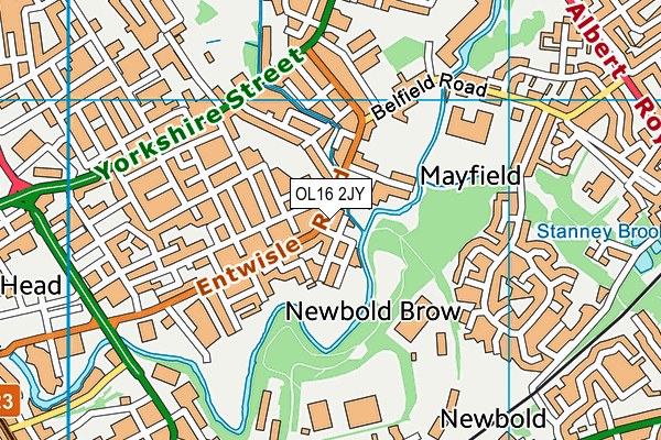 OL16 2JY map - OS VectorMap District (Ordnance Survey)