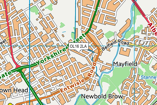 OL16 2LA map - OS VectorMap District (Ordnance Survey)