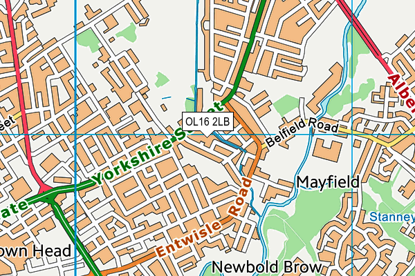 OL16 2LB map - OS VectorMap District (Ordnance Survey)