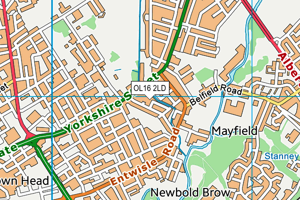 OL16 2LD map - OS VectorMap District (Ordnance Survey)