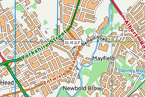 OL16 2LF map - OS VectorMap District (Ordnance Survey)