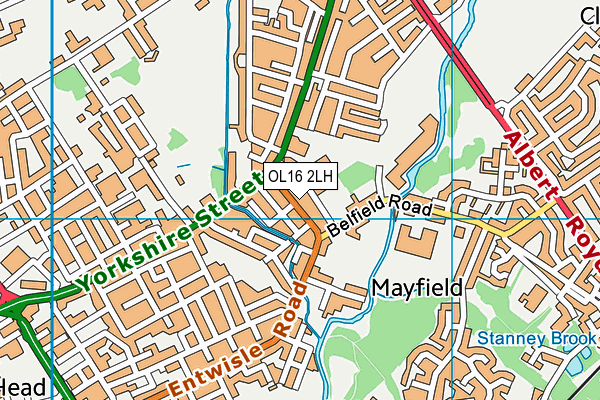 OL16 2LH map - OS VectorMap District (Ordnance Survey)