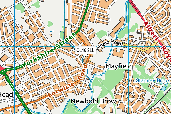 OL16 2LL map - OS VectorMap District (Ordnance Survey)