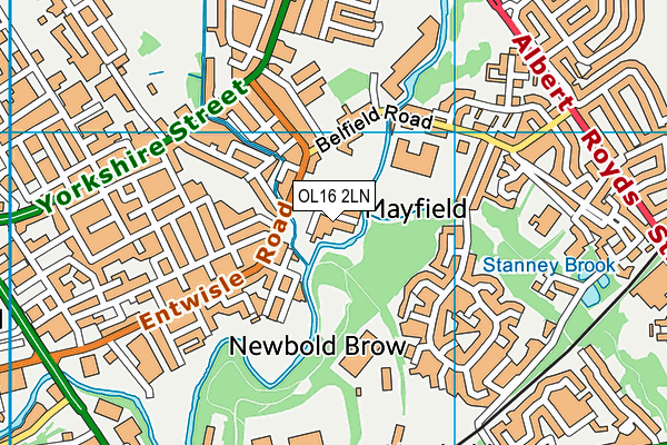 OL16 2LN map - OS VectorMap District (Ordnance Survey)