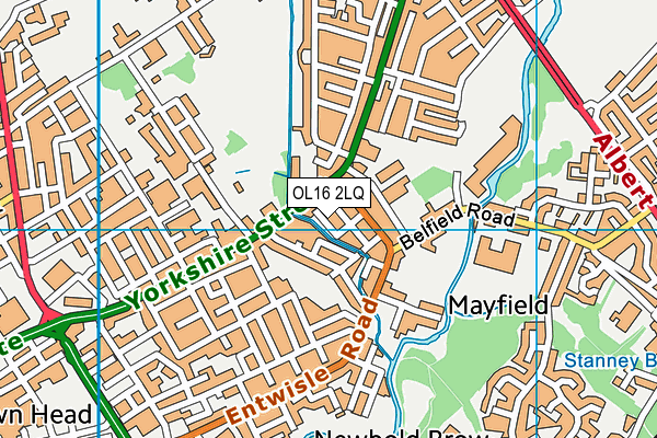 OL16 2LQ map - OS VectorMap District (Ordnance Survey)