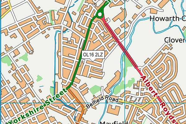 OL16 2LZ map - OS VectorMap District (Ordnance Survey)