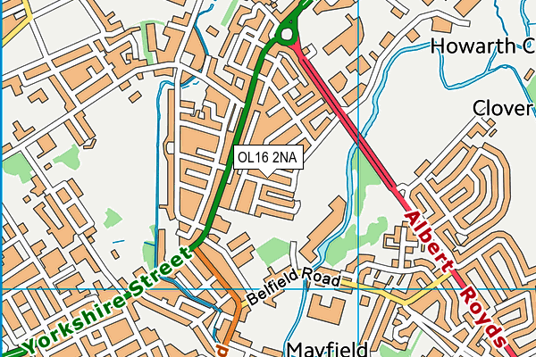 OL16 2NA map - OS VectorMap District (Ordnance Survey)