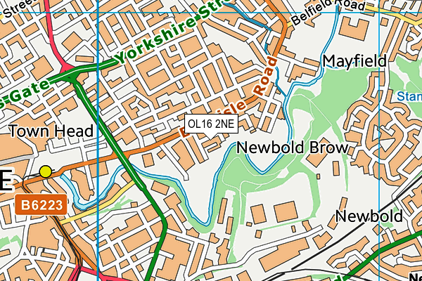 OL16 2NE map - OS VectorMap District (Ordnance Survey)