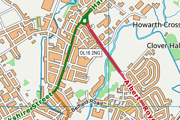 OL16 2NG map - OS VectorMap District (Ordnance Survey)