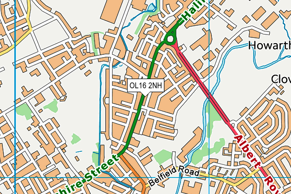 OL16 2NH map - OS VectorMap District (Ordnance Survey)