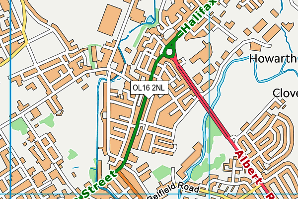 OL16 2NL map - OS VectorMap District (Ordnance Survey)
