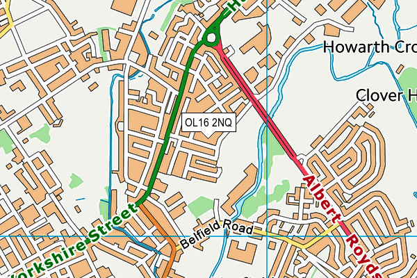 OL16 2NQ map - OS VectorMap District (Ordnance Survey)