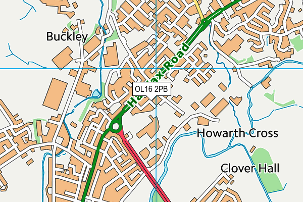 OL16 2PB map - OS VectorMap District (Ordnance Survey)