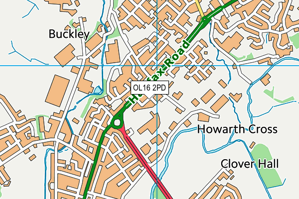 OL16 2PD map - OS VectorMap District (Ordnance Survey)