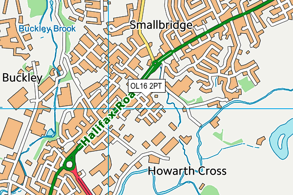 OL16 2PT map - OS VectorMap District (Ordnance Survey)