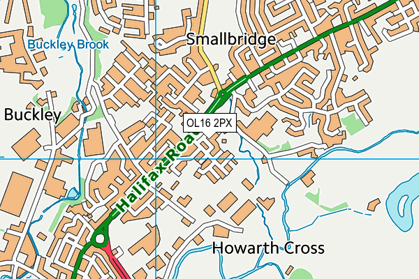 OL16 2PX map - OS VectorMap District (Ordnance Survey)