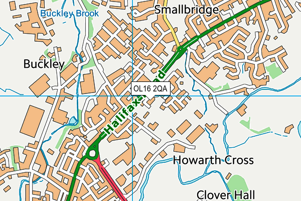 OL16 2QA map - OS VectorMap District (Ordnance Survey)