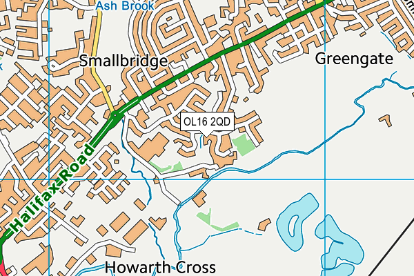 OL16 2QD map - OS VectorMap District (Ordnance Survey)