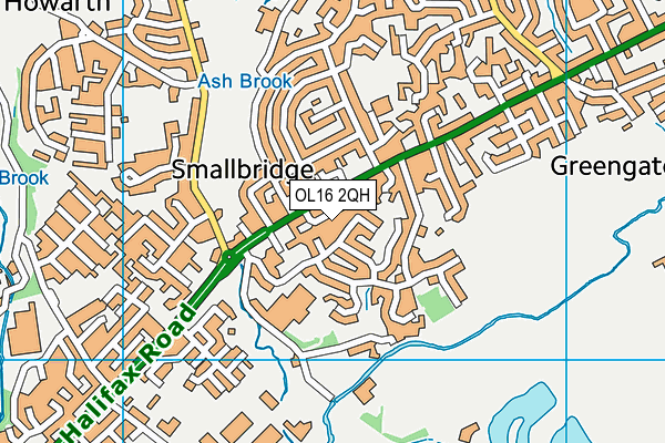 OL16 2QH map - OS VectorMap District (Ordnance Survey)