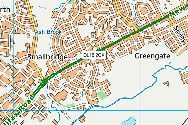 OL16 2QX map - OS VectorMap District (Ordnance Survey)