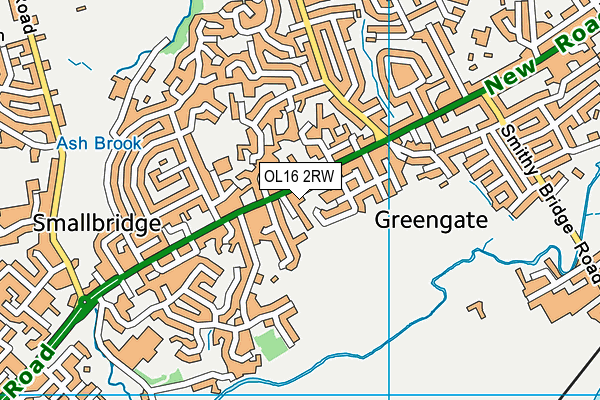 OL16 2RW map - OS VectorMap District (Ordnance Survey)