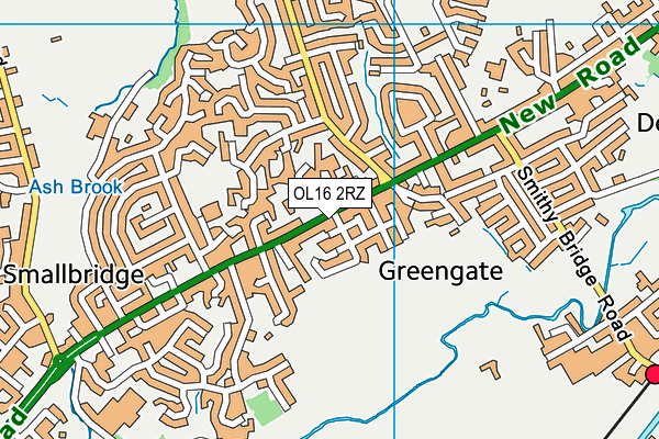 OL16 2RZ map - OS VectorMap District (Ordnance Survey)