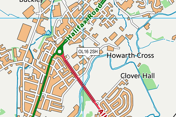 OL16 2SH map - OS VectorMap District (Ordnance Survey)