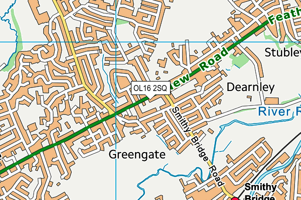 OL16 2SQ map - OS VectorMap District (Ordnance Survey)